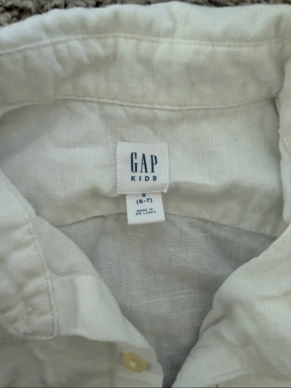 GAP White Short Sleeve Linen-Blend Button Down Shirt